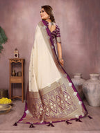 Anaita Beige Handloom Kalamkari Silk Saree With Zari Woven Work - Distacart