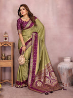 Anaita Green Handloom Kalamkari Silk Saree With Zari Woven Work - Distacart