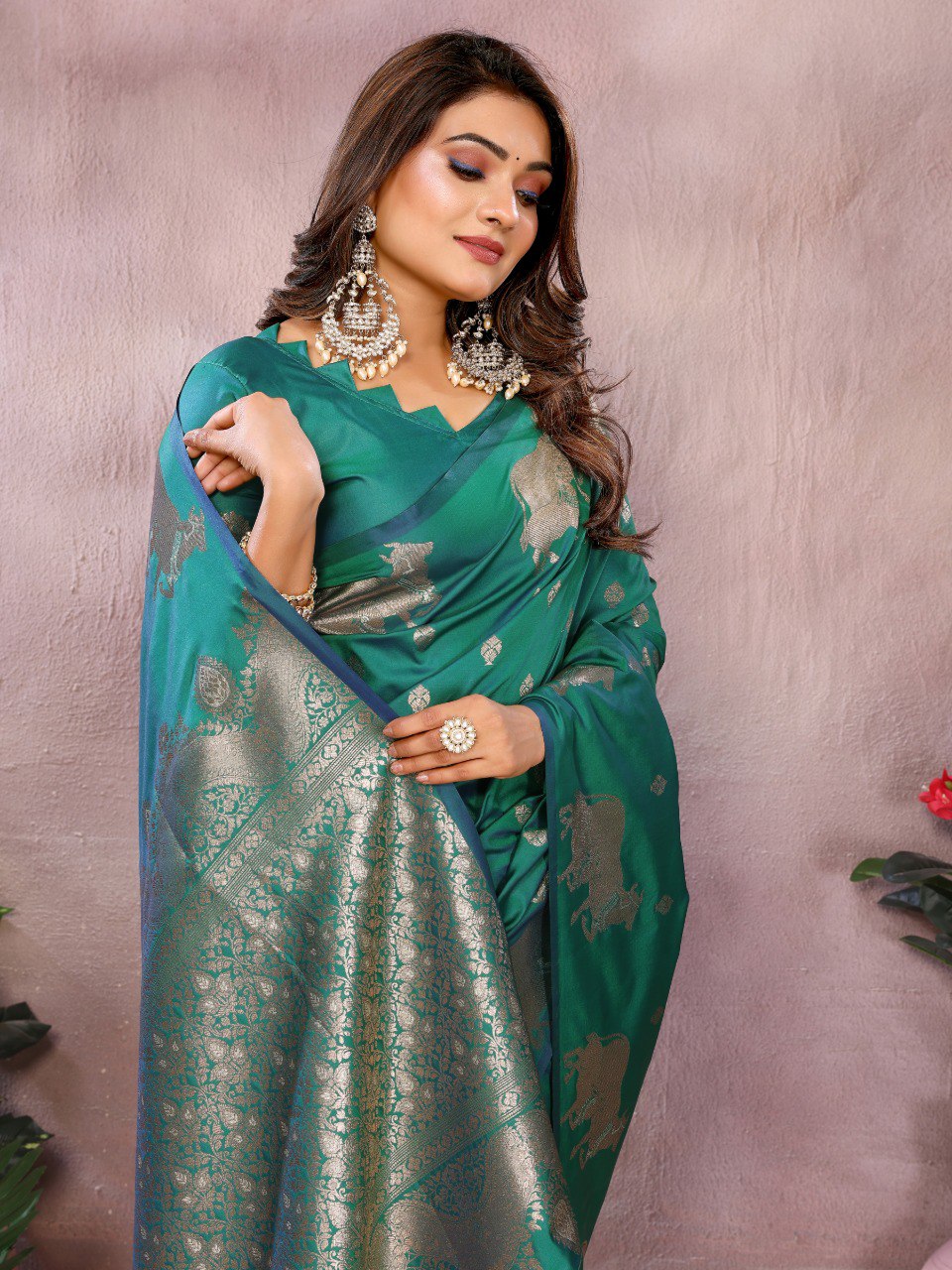 Anaita Green Premium Banarasi Tissue Silk Saree With Gala Weaving Work - Distacart