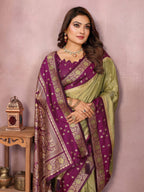 Anaita Green Handloom Kalamkari Silk Saree With Zari Woven Work - Distacart