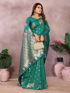 Anaita Green Premium Banarasi Tissue Silk Saree With Gala Weaving Work - Distacart