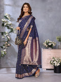 Anaita Dark Navy Blue Premium Banarasi Tissue Silk Saree With Gala Weaving Work - Distacart