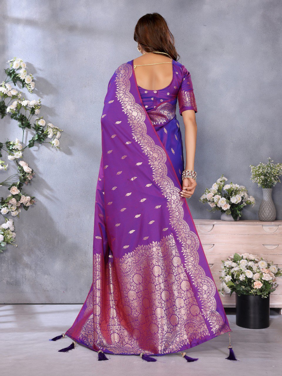 Anaita Purple Premium Banarasi Tissue Silk Saree With Gala Weaving Work - Distacart