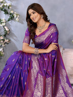 Anaita Purple Premium Banarasi Tissue Silk Saree With Gala Weaving Work - Distacart