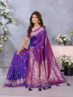 Anaita Purple Premium Banarasi Tissue Silk Saree With Gala Weaving Work - Distacart