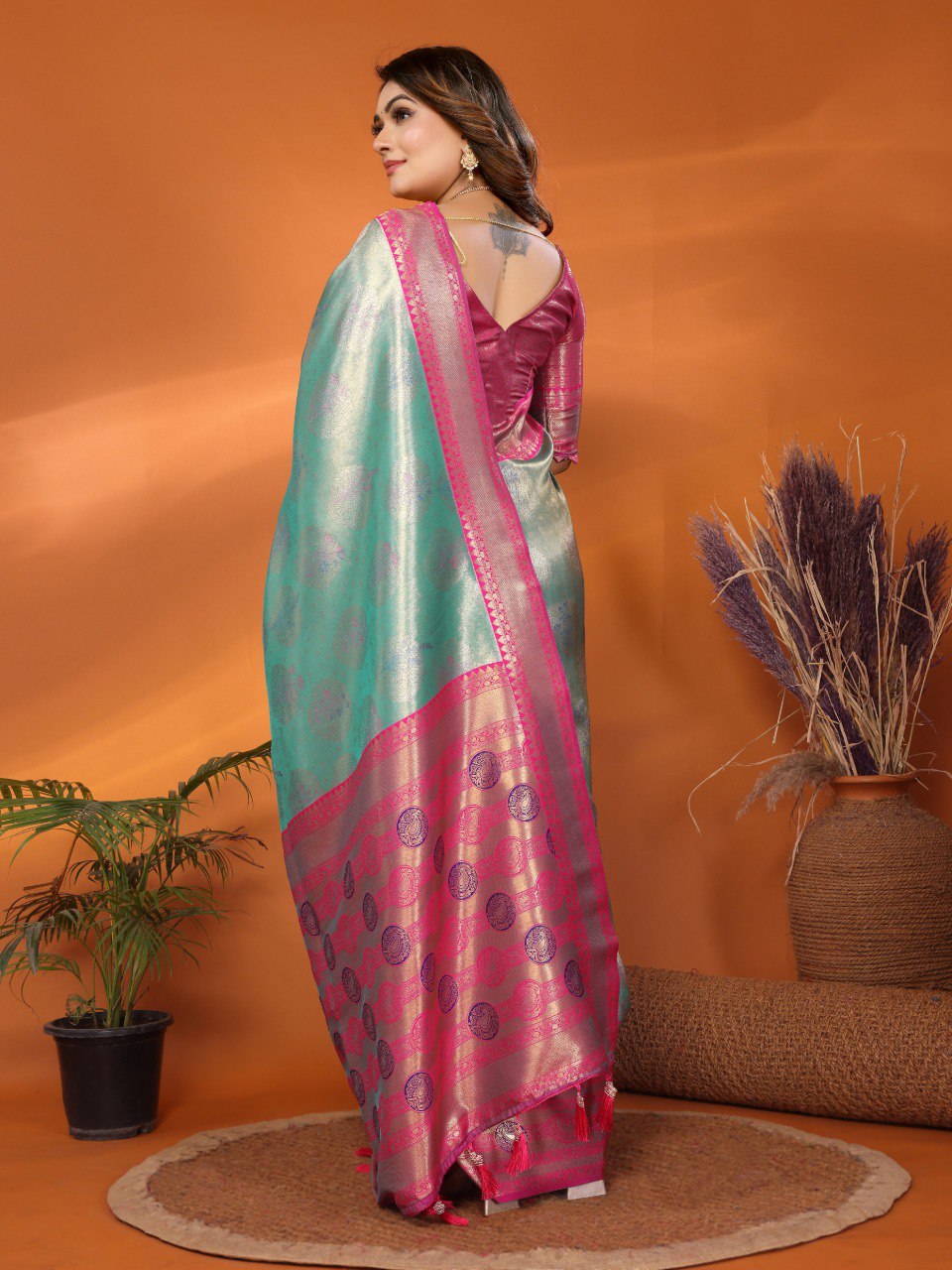 Anaita Sky Blue Banarasi Tissue Silk Saree With Weaving Work - Distacart