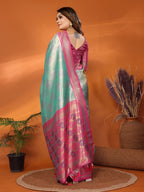Anaita Sky Blue Banarasi Tissue Silk Saree With Weaving Work - Distacart