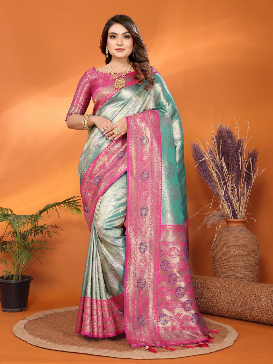 Anaita Sky Blue Banarasi Tissue Silk Saree With Weaving Work - Distacart