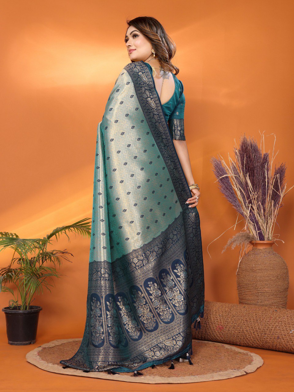 Anaita Blue Tissue Silk Saree With Weaving Zari Work - Distacart