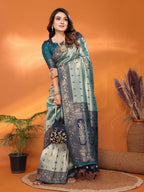 Anaita Blue Tissue Silk Saree With Weaving Zari Work - Distacart