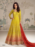 Anaita Yellow Georgette Stitched Anarkali Suit With Embroidered Sequins Work - Distacart