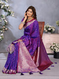 Anaita Purple Premium Banarasi Tissue Silk Saree With Gala Weaving Work - Distacart