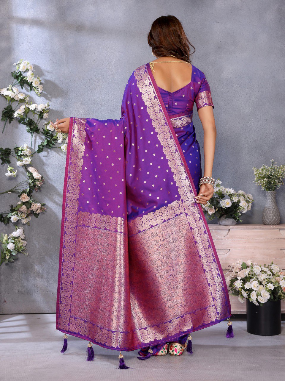 Anaita Purple Premium Banarasi Tissue Silk Saree With Gala Weaving Work - Distacart