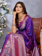 Anaita Purple Premium Banarasi Tissue Silk Saree With Gala Weaving Work - Distacart
