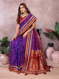 Anaita Violet Handloom Kalamkari Silk Saree With Zari Woven Work - Distacart