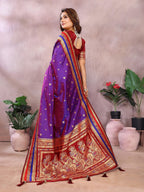 Anaita Violet Handloom Kalamkari Silk Saree With Zari Woven Work - Distacart