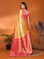 Anaita Yellow Banarasi Tissue Silk Saree With Weaving Work - Distacart