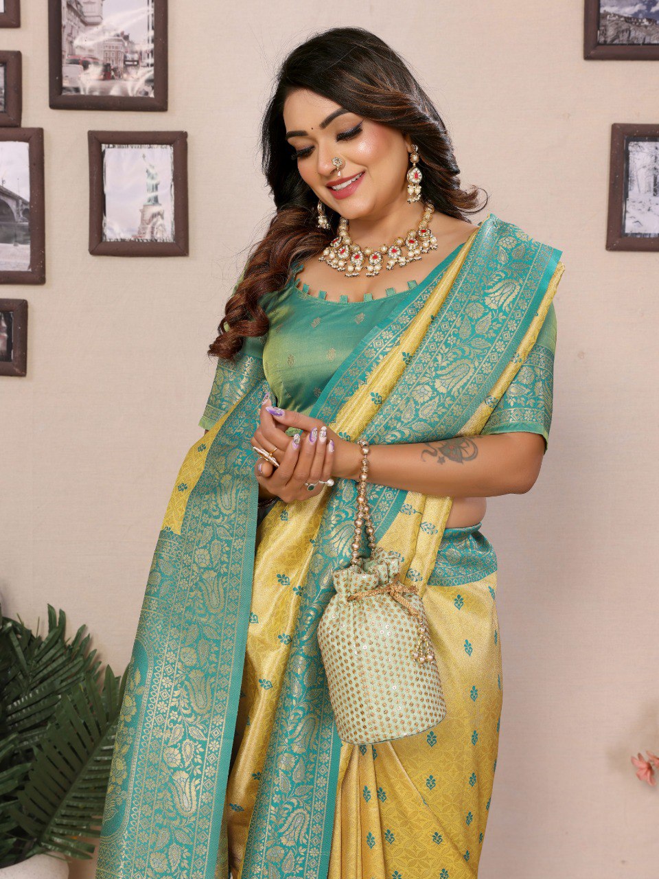 Anaita Yellow Tissue Silk Saree With Weaving Zari Work - Distacart