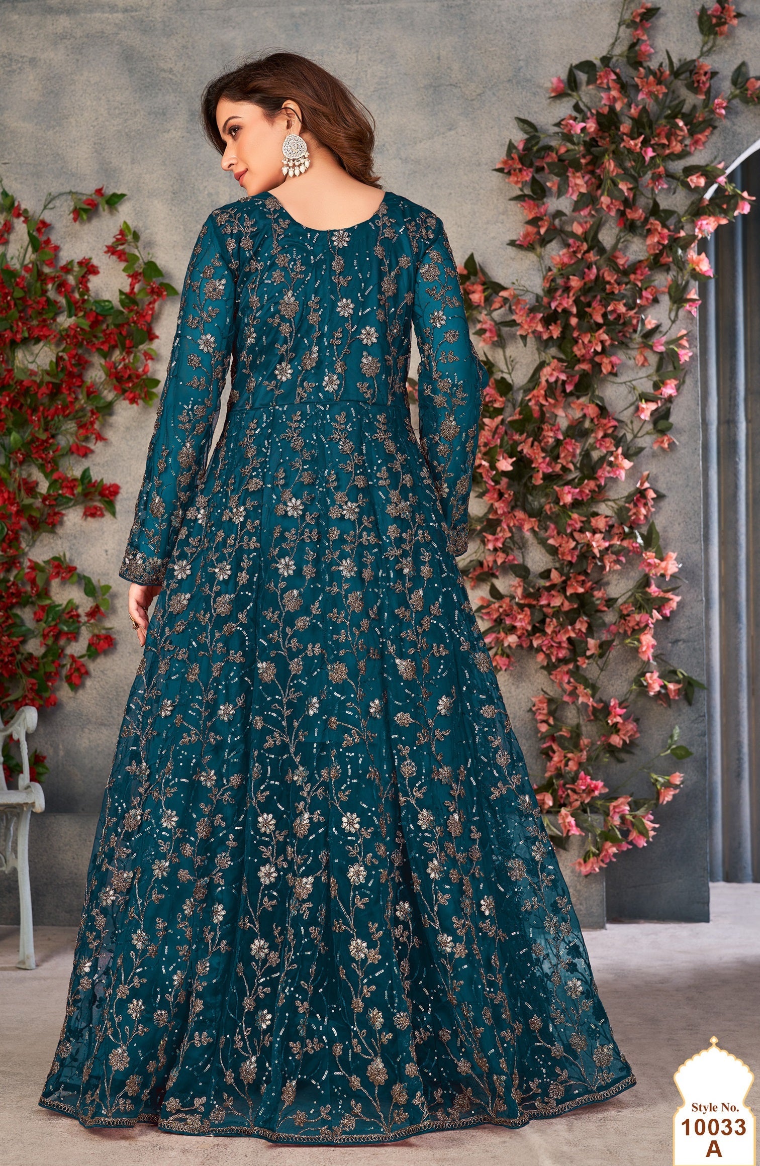 Anaita Teal Embroidered Butterfly Net Anarkali Suit - Distacart