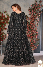 Anaita Black Embroidered Butterfly Net Anarkali Suit - Distacart