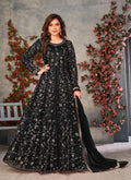 Anaita Black Embroidered Butterfly Net Anarkali Suit - Distacart