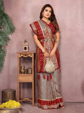 Anaita Grey Handloom Kalamkari Silk Saree With Zari Woven Work - Distacart