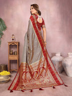 Anaita Grey Handloom Kalamkari Silk Saree With Zari Woven Work - Distacart