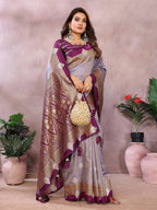 Anaita Lavender Handloom Kalamkari Silk Saree With Zari Woven Work - Distacart