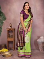 Anaita Parrot Handloom Kalamkari Silk Saree With Zari Woven Work - Distacart