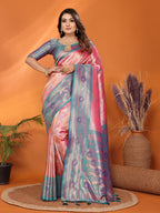 Anaita Pink Banarasi Tissue Silk Saree With Weaving Work - Distacart