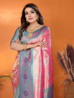 Anaita Pink Banarasi Tissue Silk Saree With Weaving Work - Distacart
