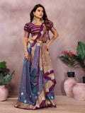 Anaita Purple Handloom Kalamkari Silk Saree With Zari Woven Work - Distacart