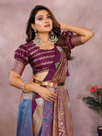 Anaita Purple Handloom Kalamkari Silk Saree With Zari Woven Work - Distacart