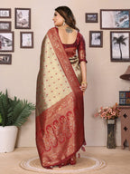 Anaita Beige Tissue Silk Saree With Weaving Zari Work - Distacart