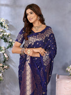 Anaita Violet Premium Banarasi Tissue Silk Saree With Gala Weaving Work - Distacart