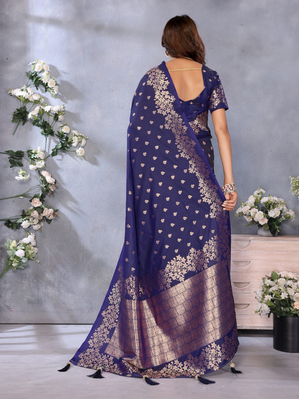 Anaita Violet Premium Banarasi Tissue Silk Saree With Gala Weaving Work - Distacart