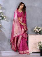 Anaita Magenta Premium Banarasi Tissue Silk Saree With Gala Weaving Work - Distacart