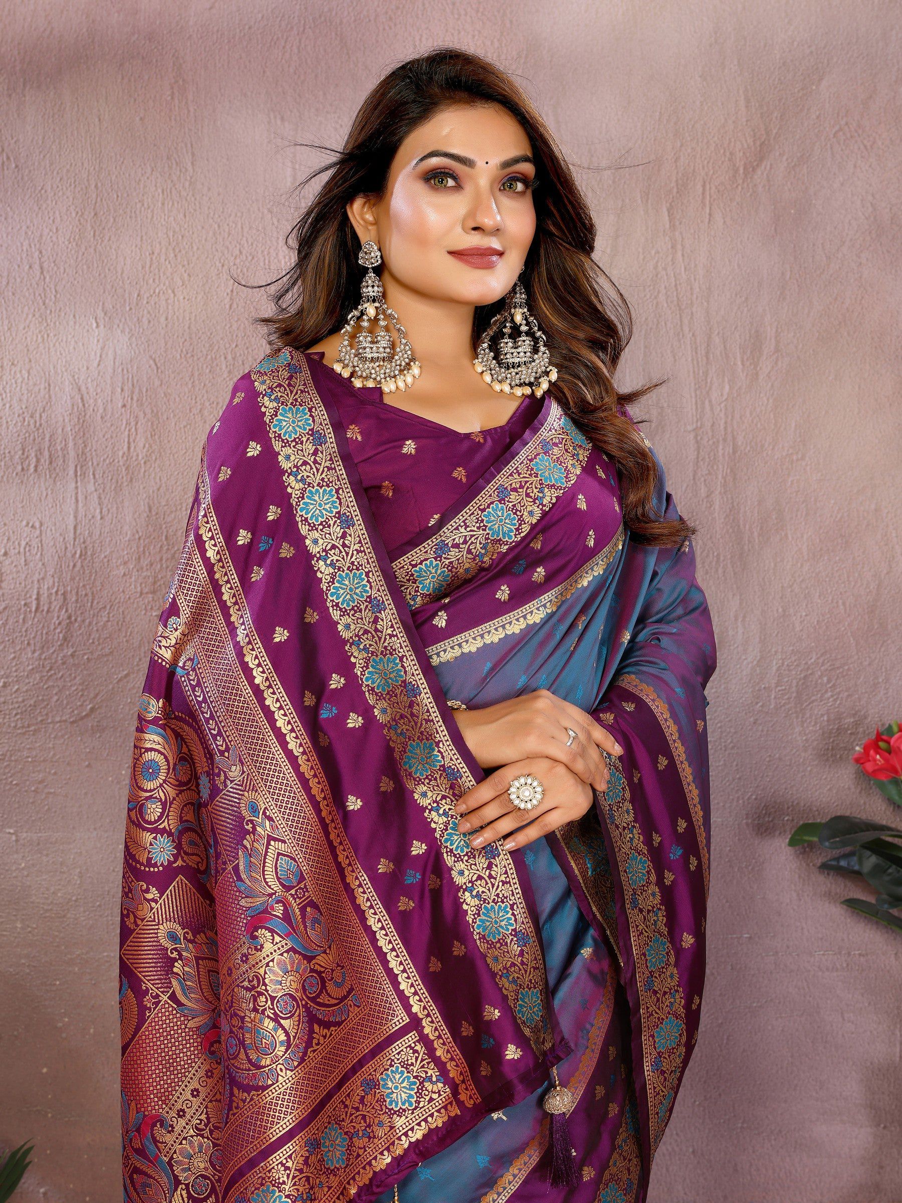 Anaita Light Purple Handloom Kalamkari Silk Saree With Zari Woven Work - Distacart
