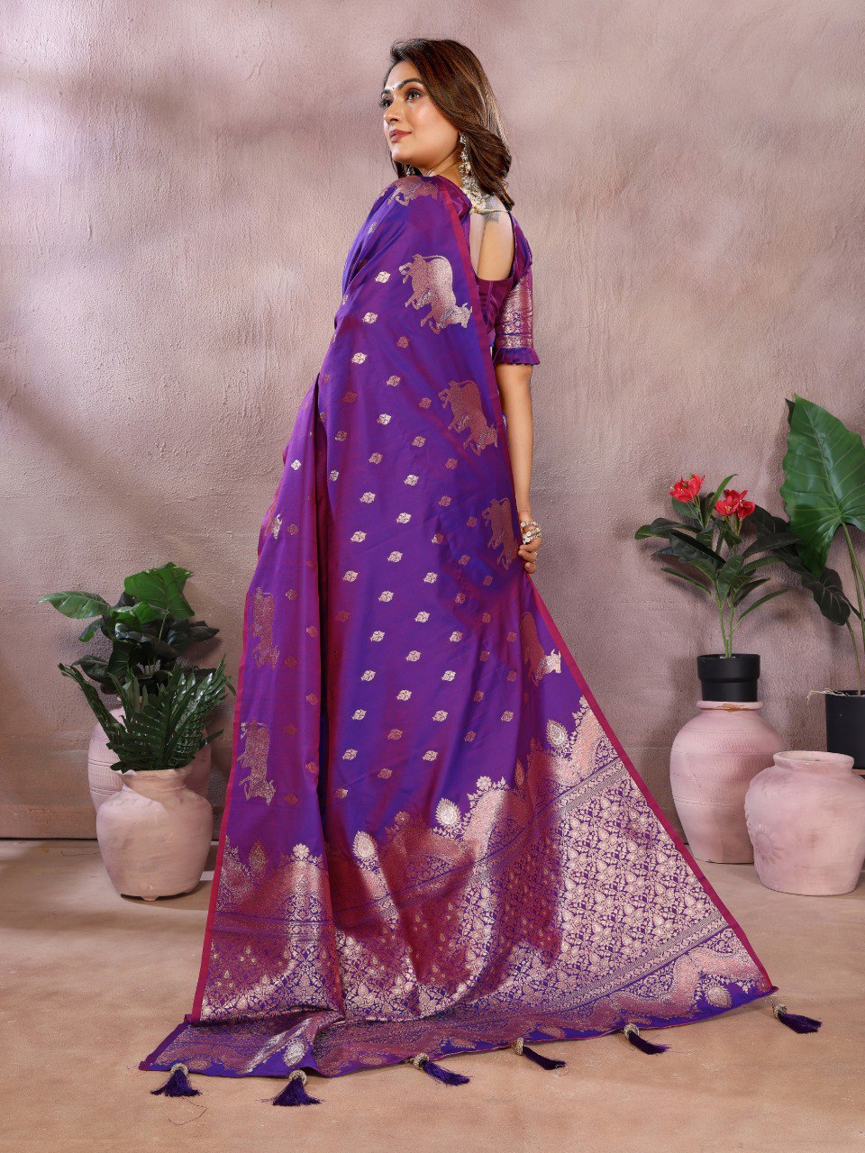 Anaita Purple Premium Banarasi Tissue Silk Saree With Gala Weaving Work - Distacart