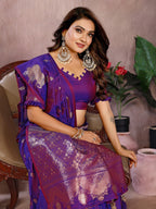 Anaita Purple Premium Banarasi Tissue Silk Saree With Gala Weaving Work - Distacart