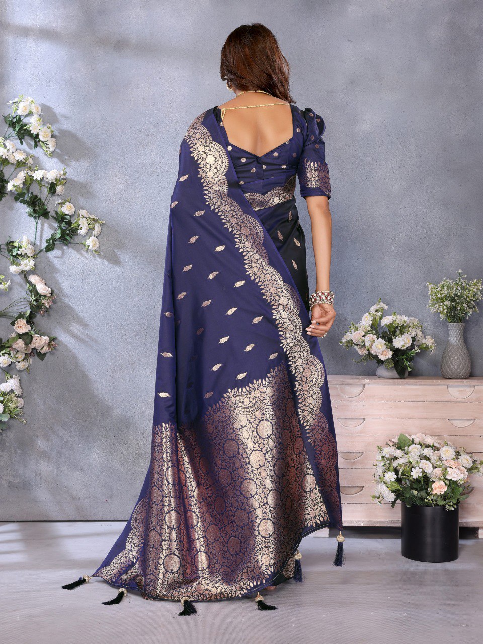 Anaita Violet Premium Banarasi Tissue Silk Saree With Gala Weaving Work - Distacart