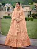 Myra Blush Net Heavy Embroidered Lehenga - Distacart