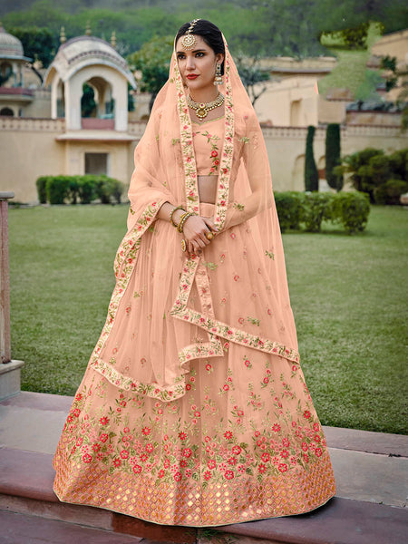 Myra Blush Net Heavy Embroidered Lehenga