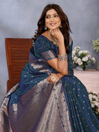 Anaita Teal Premium Banarasi Tissue Silk Saree With Gala Weaving Work - Distacart