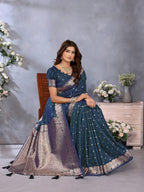 Anaita Teal Premium Banarasi Tissue Silk Saree With Gala Weaving Work - Distacart