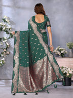 Anaita Dark Green Premium Banarasi Tissue Silk Saree With Gala Weaving Work - Distacart