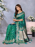 Anaita Green Premium Banarasi Tissue Silk Saree With Gala Weaving Work - Distacart