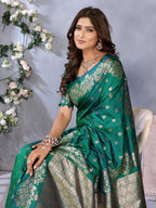 Anaita Green Premium Banarasi Tissue Silk Saree With Gala Weaving Work - Distacart