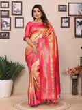 Anaita Orange Banarasi Tissue Silk Saree With Weaving Work - Distacart
