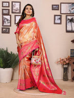 Anaita Orange Banarasi Tissue Silk Saree With Weaving Work - Distacart